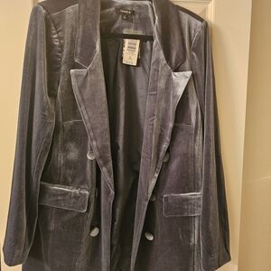 Torrid Women's Elegant Jade Velvet Blazer, Prismatic Effect